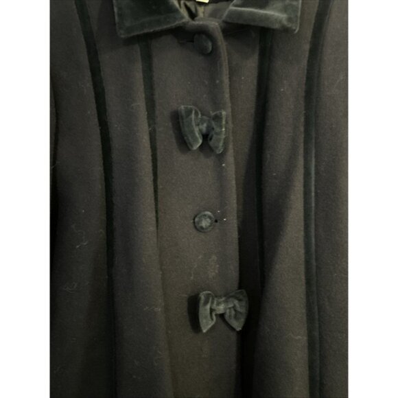 VTG Rothschild Girls' Blue Wool Blend Dress Coat with Velvet Accents, Size 6 - Picture 2 of 7